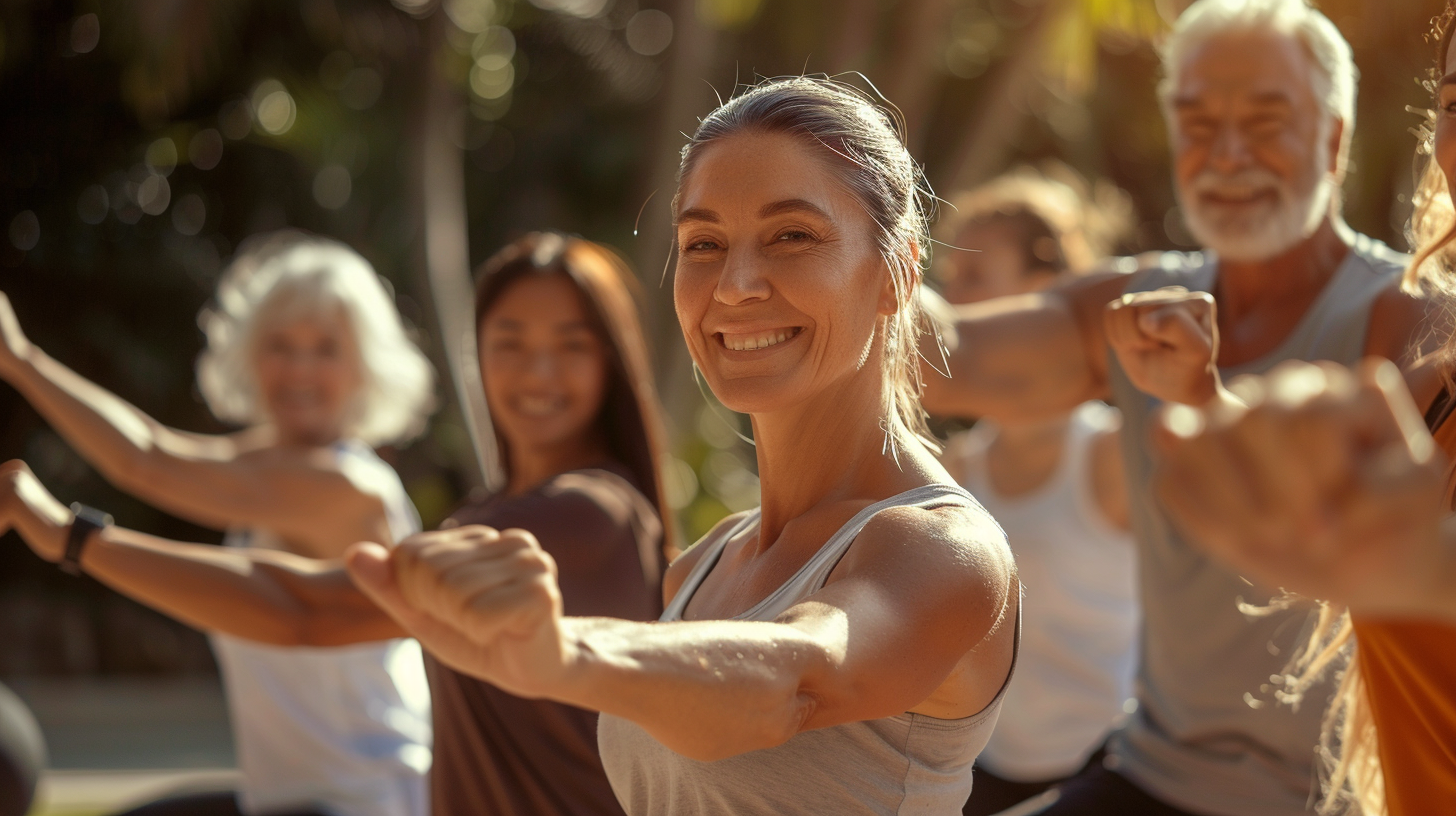 Люди різного віку займаються фітнесом разом
